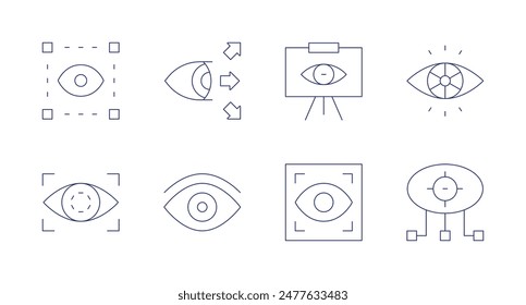 Vision icons. Editable stroke. Containing biometricidentification, eye, sight, view, vision.