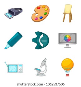 Vision icons set. Cartoon set of 9 vision vector icons for web isolated on white background