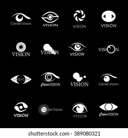 Vision Icons Set - Isolated On Black Background - Vector Illustration, Graphic Design, Editable For Your Design. Collection Of Modern Eyes