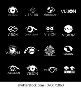 Vision Icons Set - Isolated On Black Background - Vector Illustration, Graphic Design, Editable For Your Design. Collection Of Modern Eyes