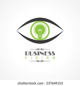 vision and idea concept- eye with light bulb symbol stock vector