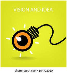 vision and ideas sign,eye icon,light bulb symbol ,business concept.vector illustration 