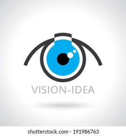 vision and ideas sign,eye icon,light bulb symbol