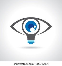 vision and ideas sign,eye icon,light bulb symbol ,business concept.vector illustration