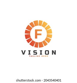 elemento de plantilla de diseño de logotipo de carta inicial F
