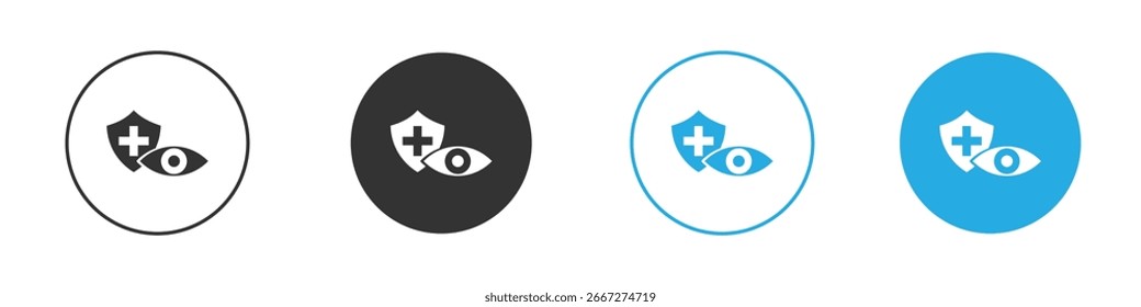 Icono del seguro de la visión, estilo plano simple, ilustración, Plantilla del pictograma del símbolo de la muestra del logotipo, para ui o ux.