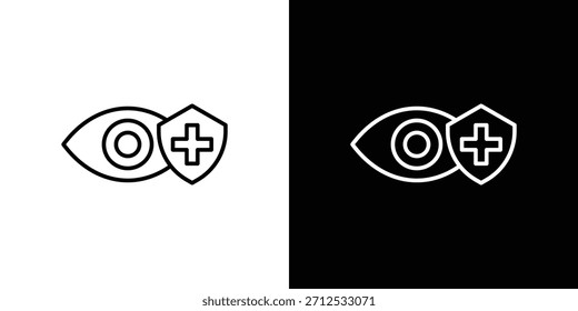 Icono de seguro de visión. Símbolo plano simple. Ilustración de pictograma de contorno negro perfecto