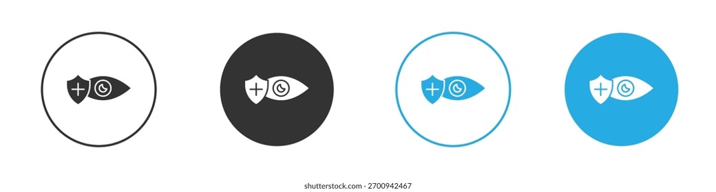 Estilo plano del símbolo del icono del seguro de la visión en el fondo blanco.