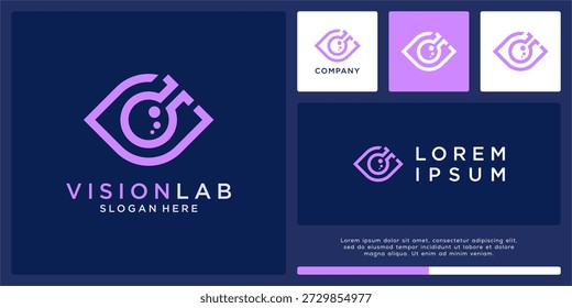 Projeto do logotipo do laboratório de visão com olho abstrato.
