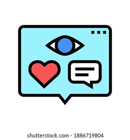 vision, likes and comments of video color icon vector. vision, likes and comments of video sign. isolated symbol illustration