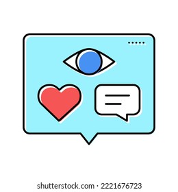 vision, likes and comments of video color icon vector. vision, likes and comments of video sign. isolated symbol illustration
