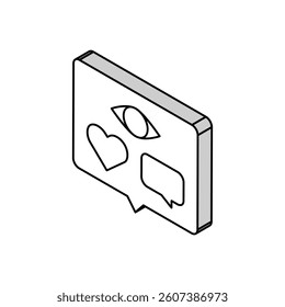 vision, likes and comments of video isometric icon vector. vision, likes and comments of video sign. isolated symbol illustration
