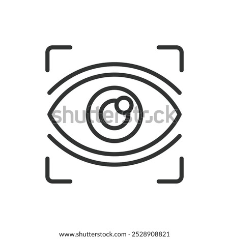 Vision, in line design. Vision, foresight, clarity, perspective, insight, future planning, goal setting on white background vector. Vision, in line design editable stroke icon