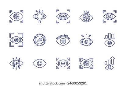 Vision line icon set. Editable stroke. Vector illustration. Containing vision, eyescan, focus, eye, datamodeling.