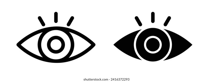 Vision Line Icon. Watch Eye View Icon in black and white Color.