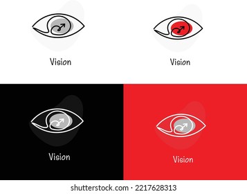 Vision Line Logo, Vision continues logo, Vision live stroke logo, Drawing a continuous line. Eye on white isolated background. Linear style