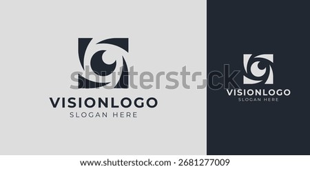 Vision Logo with Abstract Eye Lens Vector Design