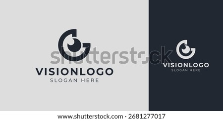 Vision Logo with Abstract Eye Lens Vector Design