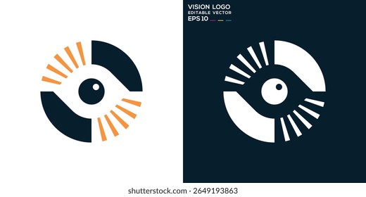 Logotipo da Vision. Olho, câmera, mídia. Modelo de símbolo de ícone de vetor EPS 10.