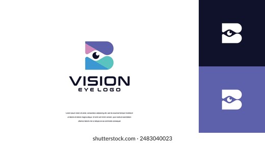 Logo de la visión, diseño del logotipo del ojo de la letra B