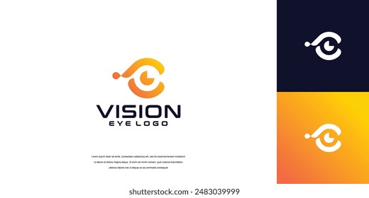 vision logo, letter C eye logo design