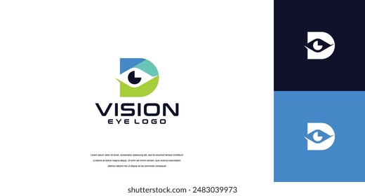 vision logo, letter D eye logo design