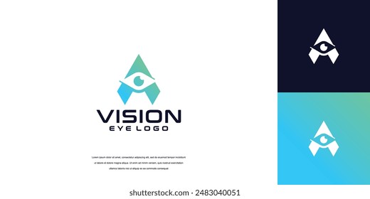 vision logo, letter A eye logo design