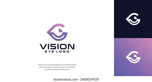 vision logo, letter G eye logo design