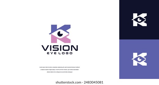vision logo, letter k eye logo design