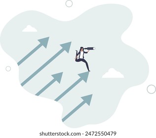 vision to look and see future, challenge ahead or motivation to grow business.flat vector illustration.