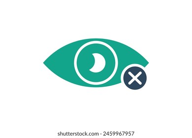 vision loss icon. eye with cross. icon related to elderly. solid icon style. old age element illustration