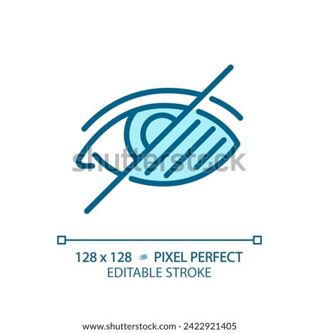 Vision loss light blue icon. Visually impaired, blindness. Medical condition. Genetic disorder. RGB color sign. Simple design. Web symbol. Contour line. Flat illustration. Isolated object
