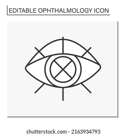  Vision loss line icon. Visual impairment. Decreased ability to see due to diseases. Ophthalmology concept. Isolated vector illustration. Editable stroke