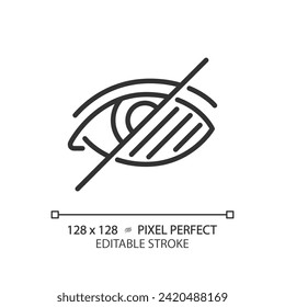 Icono lineal de pérdida de visión. Discapacidad visual, ceguera. Condición médica, necesidades especiales. Trastorno genético. Ilustración de línea delgada. Símbolo de contorno. Dibujo del contorno del vector. Trazo editable
