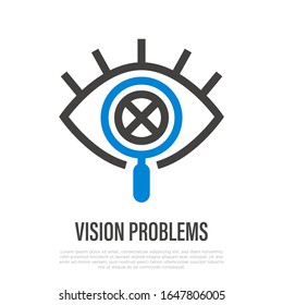 Vision loss thin line icon. Symptom of Alzheimer's disease. Healthcare and medical vector illustration.