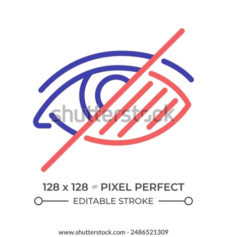 Vision loss two color line icon. Visually impaired, blindness. Medical condition. Genetic disorder bicolor outline symbol. Duotone linear pictogram. Isolated illustration. Editable stroke