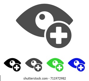 Vision Medical Cross icon. Vector illustration style is a flat iconic vision medical cross symbol with black, grey, green, blue color versions. Designed for web and software interfaces.