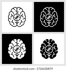 Ícone da mentalidade da visão com fundo preto e branco