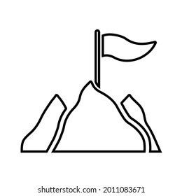 Vision, mission, flag line icon. Outline vector.