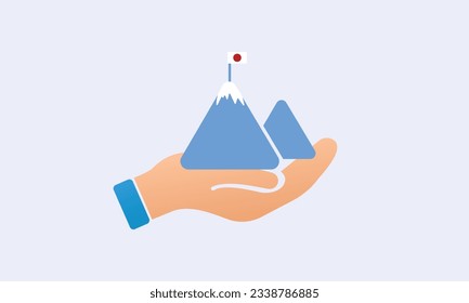 vision mission icon, goal on mountain, value statement, purpose.on white background.Vector Design Illustration.