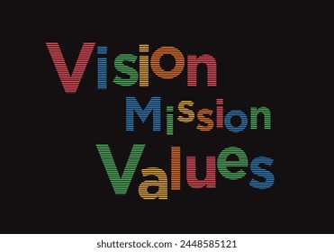 Vision Mission values Abstract Colorful Typography Vector Design
