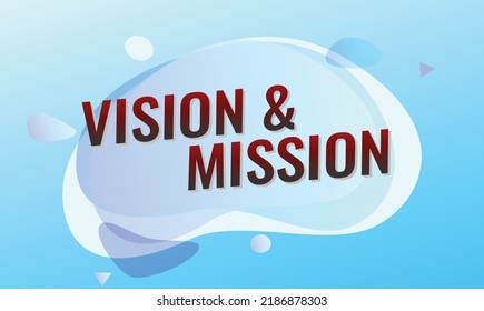 vision and mission word vector illustration blue 3d style for social media landing page, template, ui, web, mobile app, poster, banner, flyer, background, gift card, coupon, label, wallpaper