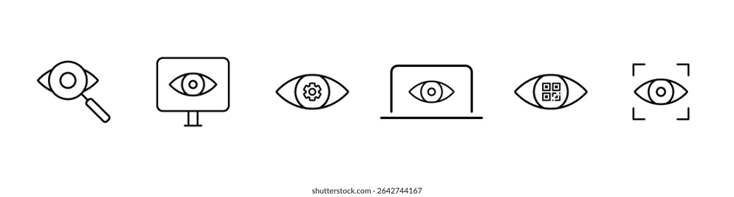 Vision and monitoring outline icon set. Vector illustration
