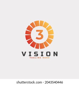 elemento de plantilla de diseño de logotipo número de visión 3