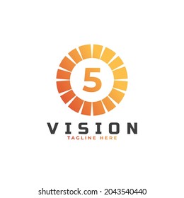 vision Number 5 Logo Design Template Element