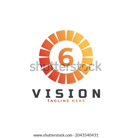 vision Number 6 Logo Design Template Element
