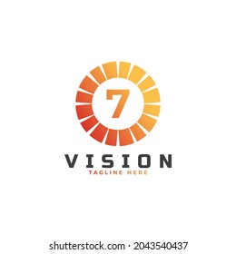 vision Number 7 Logo Design Template Element