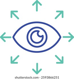 Vision outline dual color vector illustration icon design