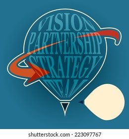 Vision Partnership Strategy Team balloon pen with arrow 
