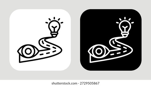 Icono de ruta de visión en estilo de línea en blanco y negro